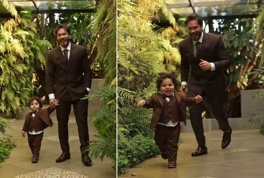 Eliezer e o filho, Ravi, usam looks iguais em casamento do ex-BBB com Viih Tube